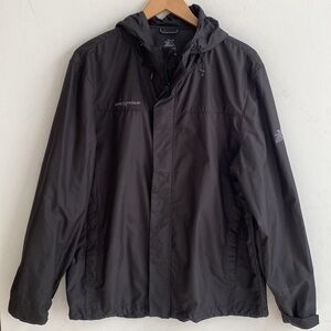 ZeroXPosur Women's Hooded Rain Jacket, Black Houndstooth, Size L